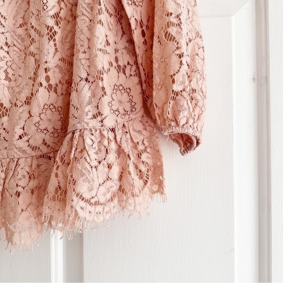 BCBG Lace Mesh Off Shoulder Pink Blouse Swifty Valentines - Picture 2 of 5